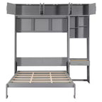 Lit escamotable mural simple avec armoire supérieure, étagères, lit pliant peu encombrant avec lumière et port USB