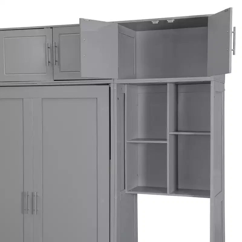 Lit escamotable mural simple avec armoire supérieure, étagères, lit pliant peu encombrant avec lumière et port USB