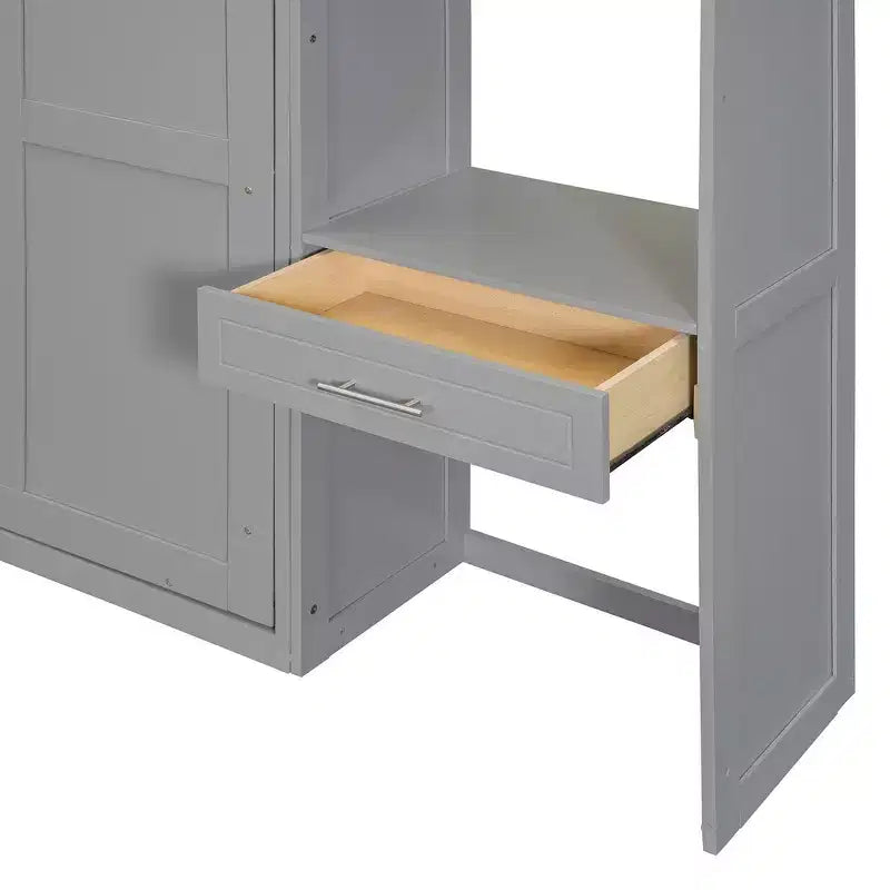 Lit escamotable mural simple avec armoire supérieure, étagères, lit pliant peu encombrant avec lumière et port USB