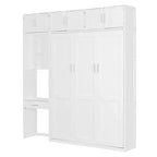Lit escamotable mural simple avec armoire supérieure, étagères, lit pliant peu encombrant avec lumière et port USB