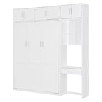 Lit escamotable mural simple avec armoire supérieure, étagères, lit pliant peu encombrant avec lumière et port USB
