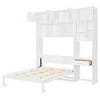 Lit escamotable mural simple avec armoire supérieure, étagères, lit pliant peu encombrant avec lumière et port USB
