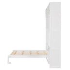 Lit escamotable mural simple avec armoire supérieure, étagères, lit pliant peu encombrant avec lumière et port USB