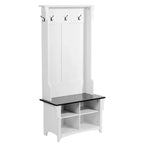 VEVOR Hall Tree Entryway Bench, Coat Rack with Shoe Storage, 32 Wide Mudroom bench with Storage and Seating, Adjustable Shelves and 5 Hanging Hooks