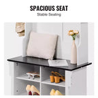 Banc d'entrée avec porte-manteau et rangement à chaussures, largeur 81 cm, étagères réglables et 5 crochets de suspension