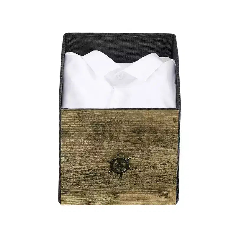 Commode en bois avec 5 tiroirs en tissu, table de chevet, poignée facile à tirer, gris