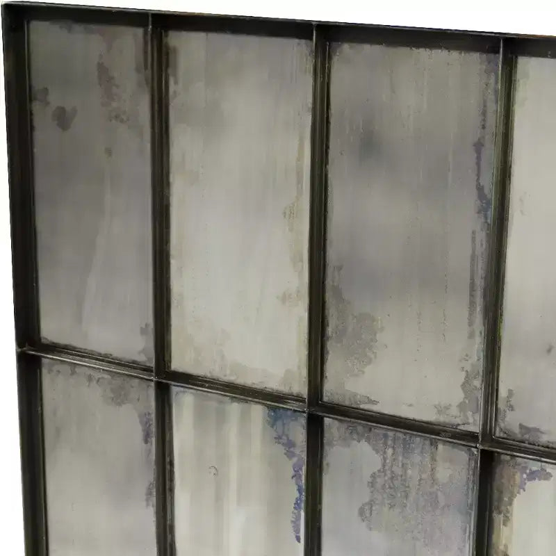 Miroir mural carré encadré en métal noir de 100 cm