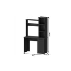 Bureau d'ordinateur noir de 99 cm avec huche et bibliothèque