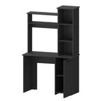 Bureau d'ordinateur noir de 99 cm avec huche et bibliothèque