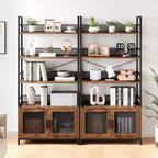 Bibliothèque industrielle avec armoire de rangement, étagère ouverte à 4 niveaux, 180 cm de hauteur