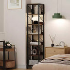 Bibliothèque industrielle avec armoire de rangement, étagère ouverte à 4 niveaux, 180 cm de hauteur