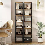Bibliothèque industrielle avec armoire de rangement, étagère ouverte à 4 niveaux, 180 cm de hauteur