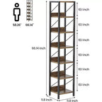 Bibliothèque industrielle avec armoire de rangement, étagère ouverte à 4 niveaux, 180 cm de hauteur