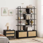 Bibliothèque industrielle avec armoire de rangement, étagère ouverte à 4 niveaux, 180 cm de hauteur