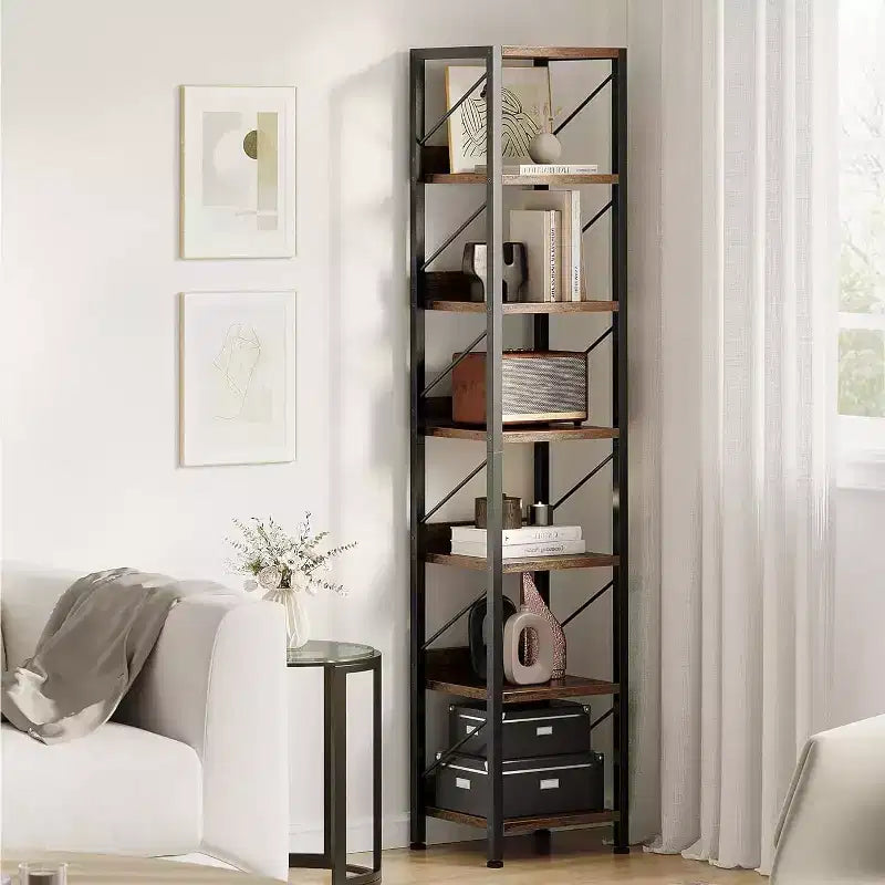 Bibliothèque industrielle avec armoire de rangement, étagère ouverte à 4 niveaux, 180 cm de hauteur