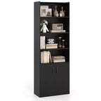 Bibliothèque de 178 cm de haut avec étagères réglables et armoire à 2 portes