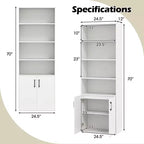 Bibliothèque de 178 cm de haut avec étagères réglables et armoire à 2 portes