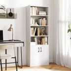 Bibliothèque de 178 cm de haut avec étagères réglables et armoire à 2 portes