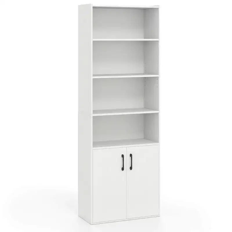 Bibliothèque de 178 cm de haut avec étagères réglables et armoire à 2 portes