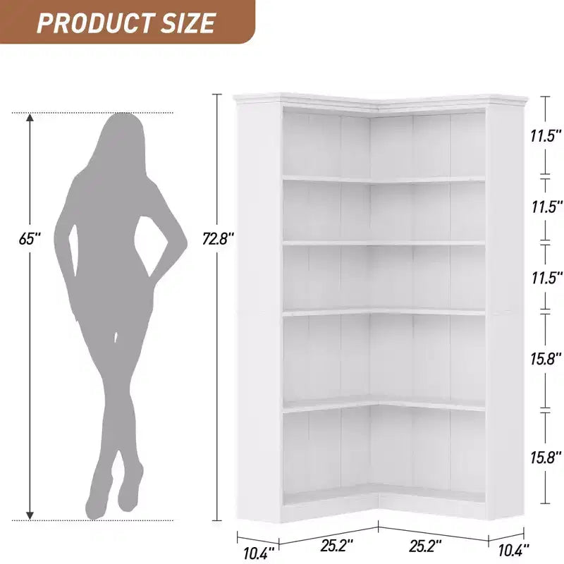 Étagère d'angle de 185 cm de haut - Étagère de rangement en forme de L à 5 niveaux
