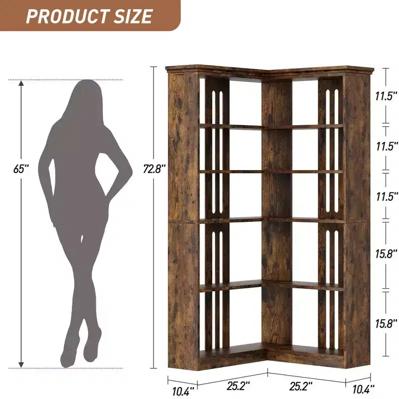 Étagère d'angle de 185 cm de haut - Étagère de rangement en forme de L à 5 niveaux