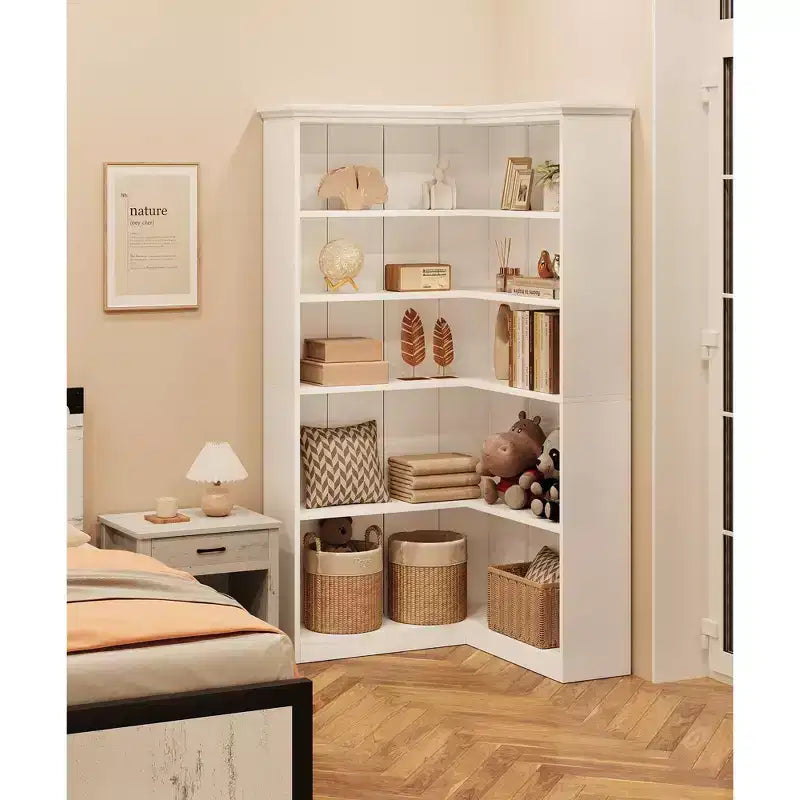 Étagère d'angle de 185 cm de haut - Étagère de rangement en forme de L à 5 niveaux