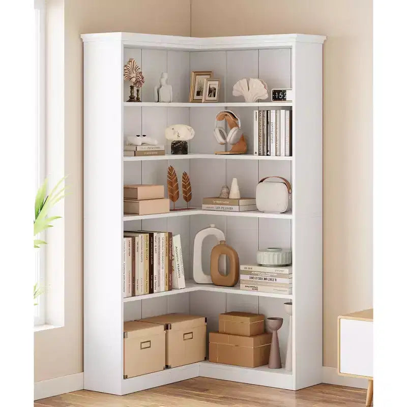 Étagère d'angle de 185 cm de haut - Étagère de rangement en forme de L à 5 niveaux