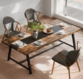 MAYEERTY 71 Inch 6-8 Person Dining Table, Rustic Brown & Black Multifunctional Table for Kitchen, Office & Conference