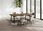 Table à manger rectangulaire 180 cm, marron rustique et noir, 6 à 8 places