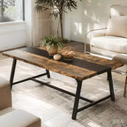 Table à manger rectangulaire 180 cm, marron rustique et noir, 6 à 8 places