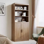 Meuble de rangement à portes vitrées de 183 cm de large avec 4 étagères - Marron