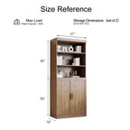 Meuble de rangement à portes vitrées de 183 cm de large avec 4 étagères - Marron