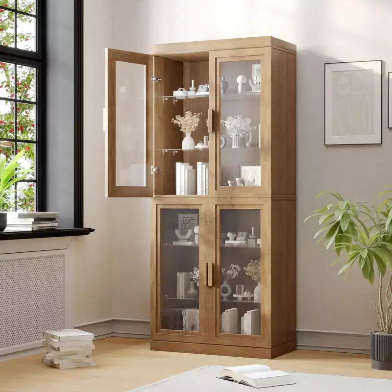 Meuble de rangement vitré à 4 portes avec 4 étagères