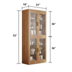 Meuble de rangement vitré à 4 portes avec 4 étagères