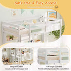 Lit mezzanine double avec lumière LED et prise de courant, bureau, étagères de rangement et armoire