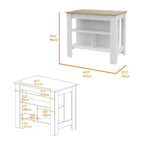 Îlot de cuisine blanc et chêne de 104 cm avec rangement
