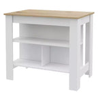 Îlot de cuisine blanc et chêne de 104 cm avec rangement