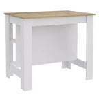 Îlot de cuisine blanc et chêne de 104 cm avec rangement