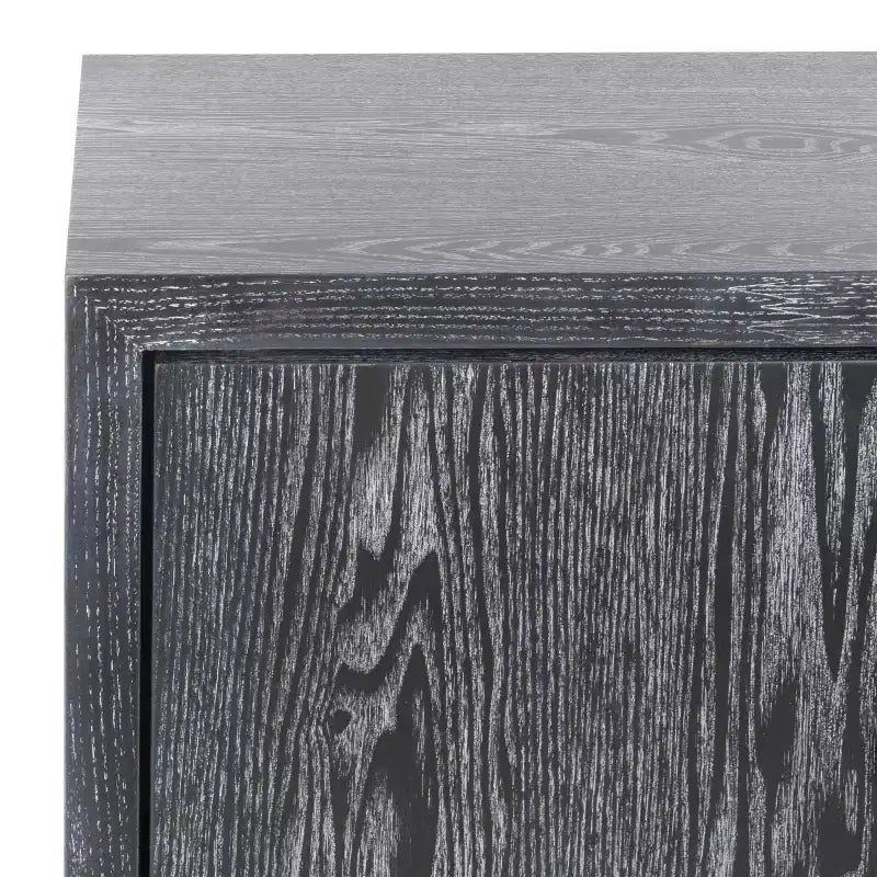 Commode Laquée Laila - Table de Chevet en Chêne Cérusé Noir