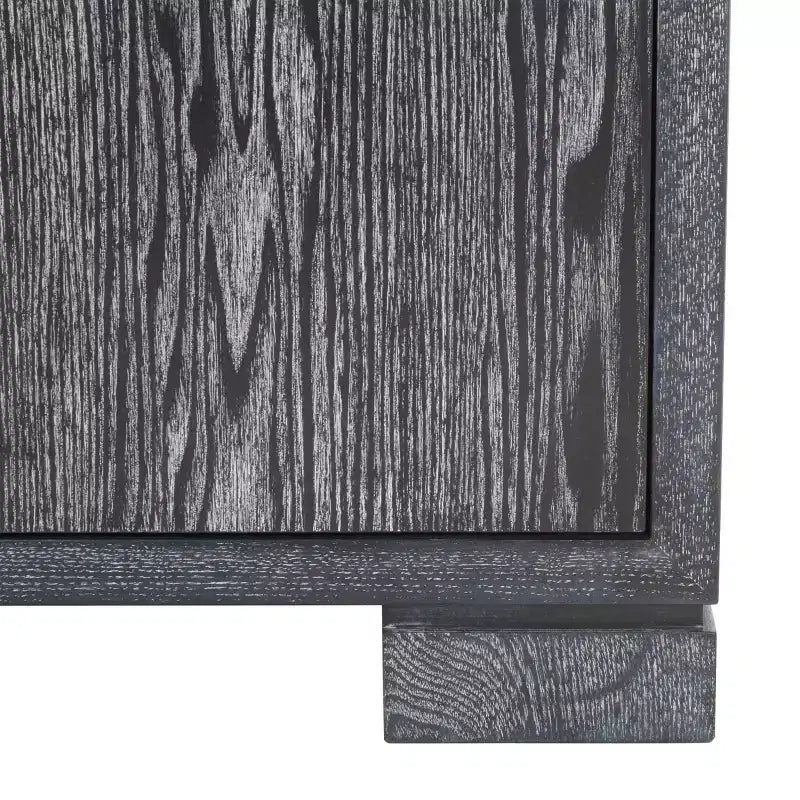 Commode Laquée Laila - Table de Chevet en Chêne Cérusé Noir
