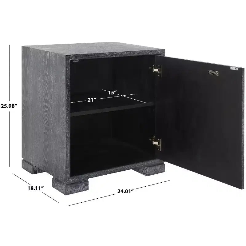 Commode Laquée Laila - Table de Chevet en Chêne Cérusé Noir