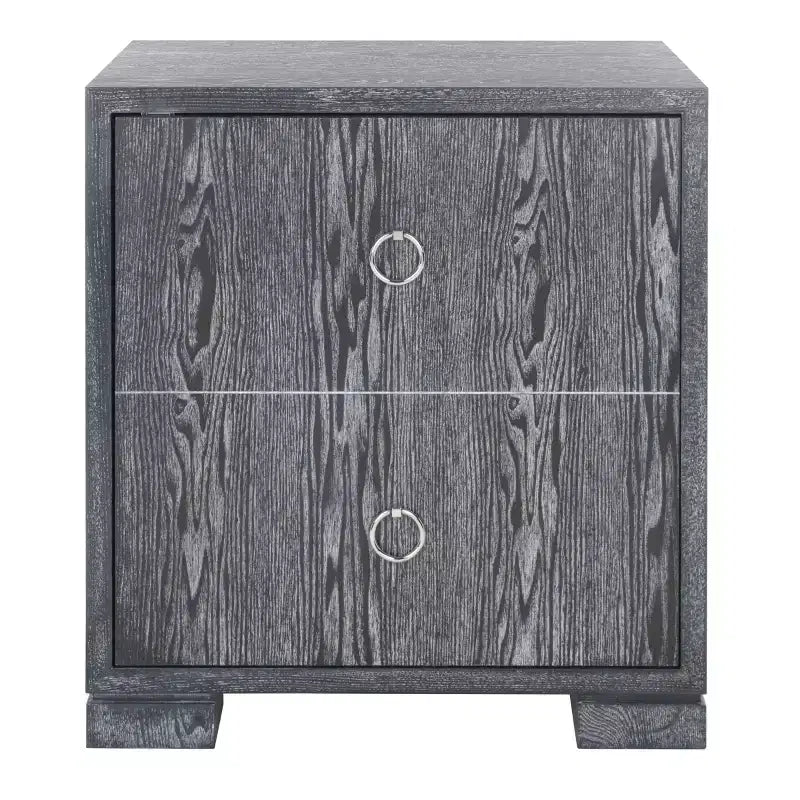 Commode Laquée Laila - Table de Chevet en Chêne Cérusé Noir