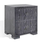 Commode Laquée Laila - Table de Chevet en Chêne Cérusé Noir
