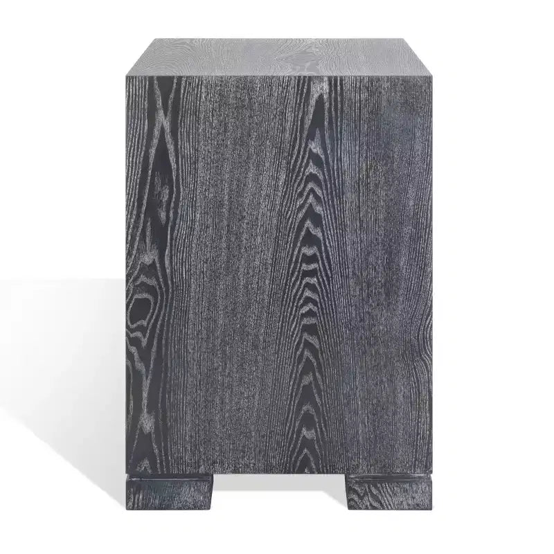 Commode Laquée Laila - Table de Chevet en Chêne Cérusé Noir