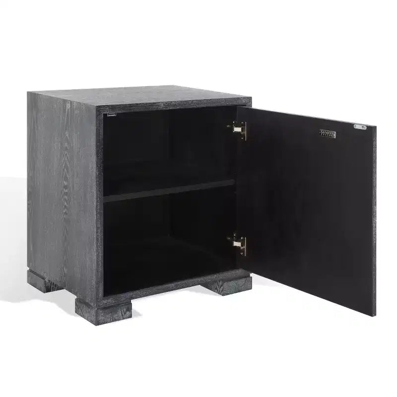 Commode Laquée Laila - Table de Chevet en Chêne Cérusé Noir
