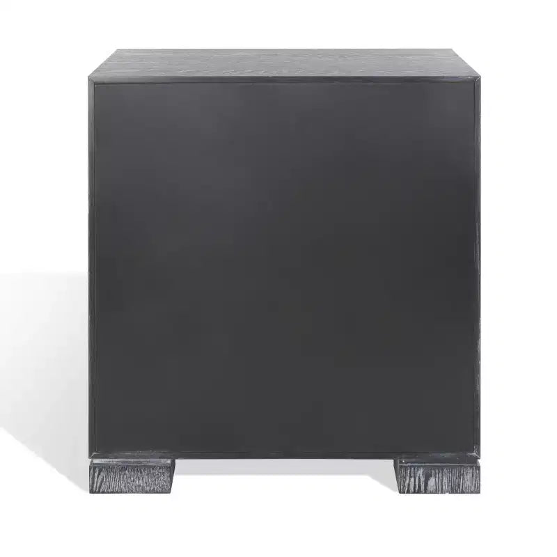 Commode Laquée Laila - Table de Chevet en Chêne Cérusé Noir