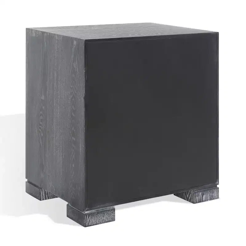 Commode Laquée Laila - Table de Chevet en Chêne Cérusé Noir