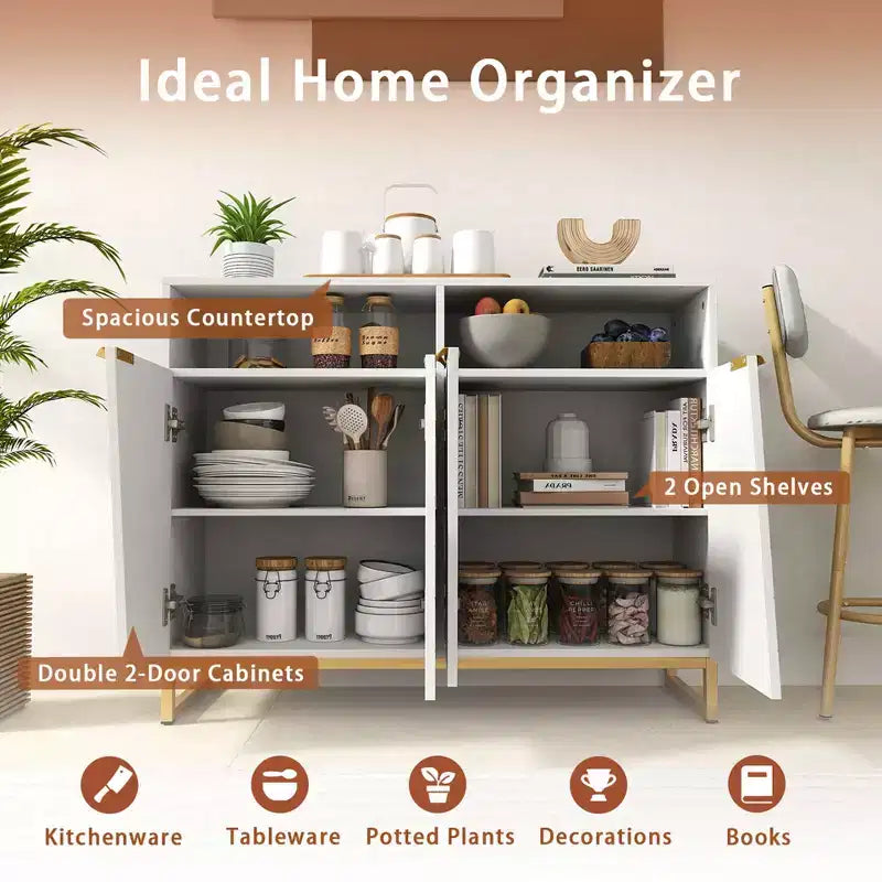 Meuble de rangement buffet de 40" avec 4 portes et étagères réglables
