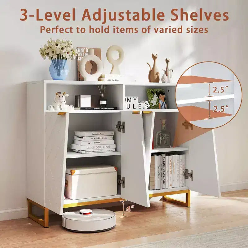 Meuble de rangement buffet de 40" avec 4 portes et étagères réglables
