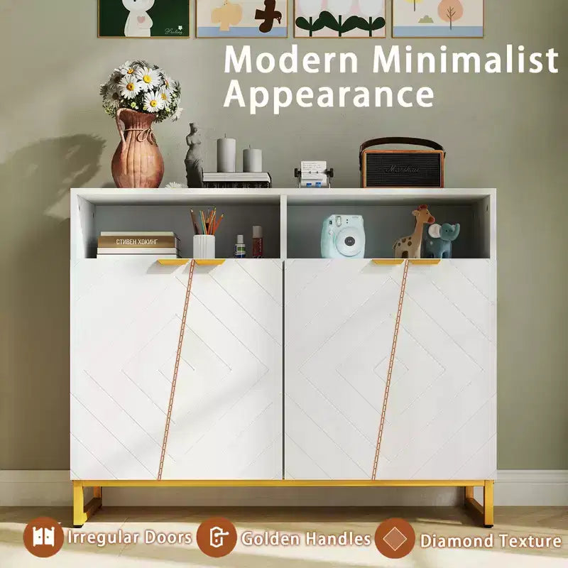 Meuble de rangement buffet de 40" avec 4 portes et étagères réglables